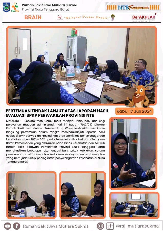 PERTEMUAN TINDAK LANJUT ATAS LAPORAN HASIL EVALUASI BPKP PERWAKILAN PROVINSI NTB